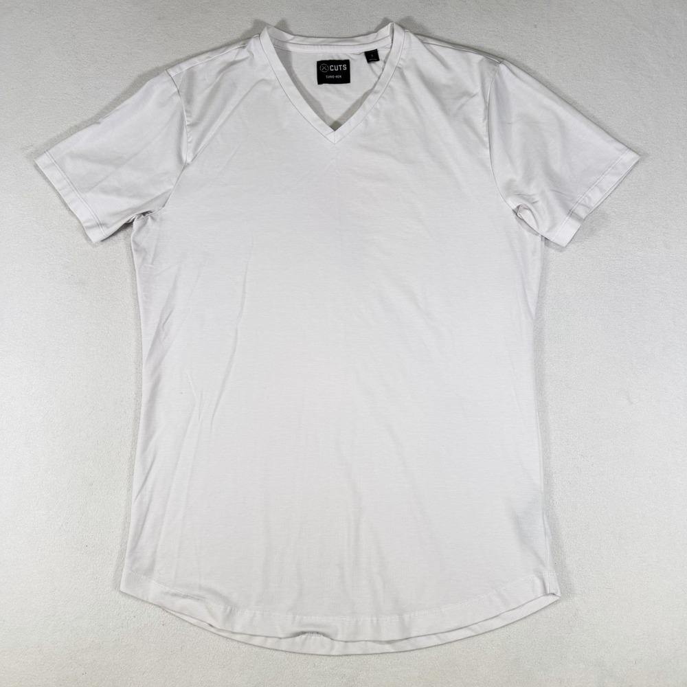 Cuts Clothing Mens Small‎ White Curve Hem Short Sleeve T Shirt